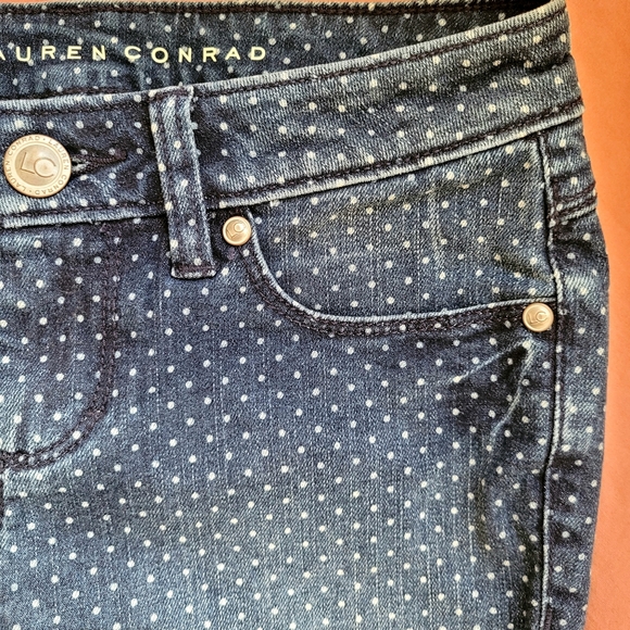 Lauren Conrad Blue Polkadot White Washed Jeans - Picture 3 of 4